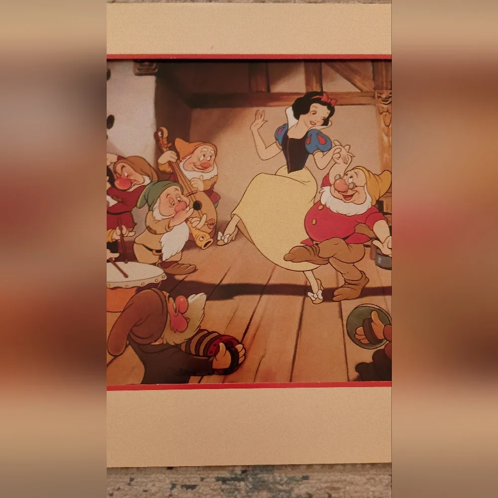 Snow White and the Seven Dwarfs Vtg Commemorative Lithograph